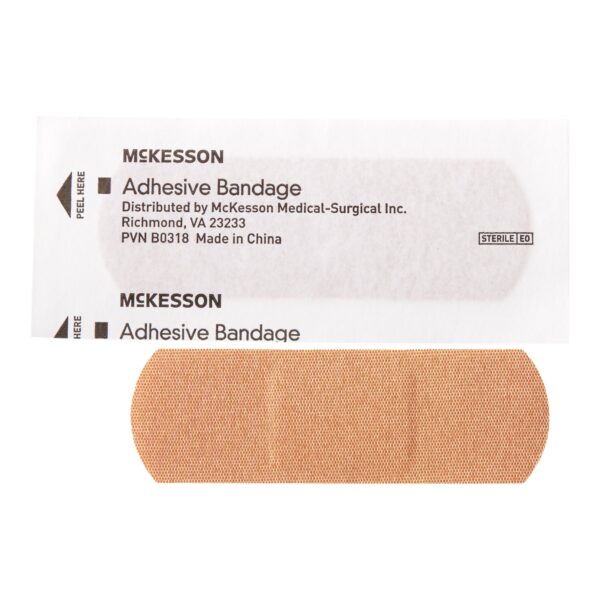McKesson Tan Adhesive Bandage Strip 1 x 3 Inches, Sterile, Durable Fabric for Wound Protection - Image 2