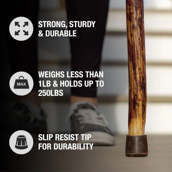 Brazos* Exotic Leather Safari Hickory Rustic Walking Stick, 55-Inch - Image 5