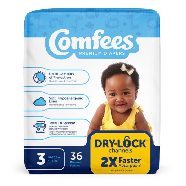 Comfees Size 3 Baby Diapers with Refastenable Tabs, 36 Count - Kid Design, Moderate Absorbency - Image 2
