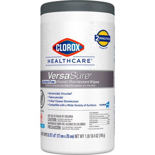 Clorox Healthcare VersaSure Disinfectant Wipes Canister – Alcohol-Free Surface Disinfection, 85 Count - Image 5