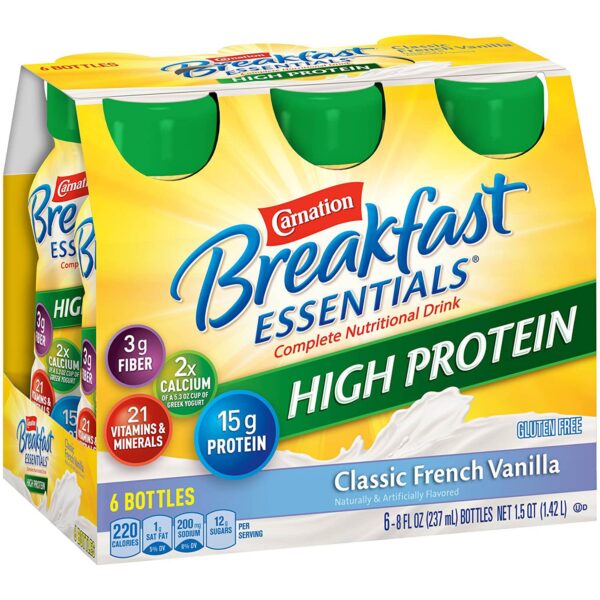 Carnation Breakfast Essentials High Protein Vanilla Nutritional Drink - 8 oz Bottles (Case of 24) - Image 5