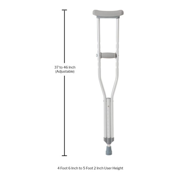 McKesson Youth Aluminum Underarm Crutches * Adjustable for 4'6" to 5'2" Users, 350 lbs Capacity - Image 3