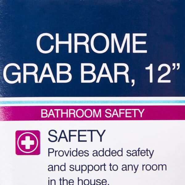 Drive™ Chrome Knurled 12-Inch Wall Grab Bar for Safety and Support - Image 4