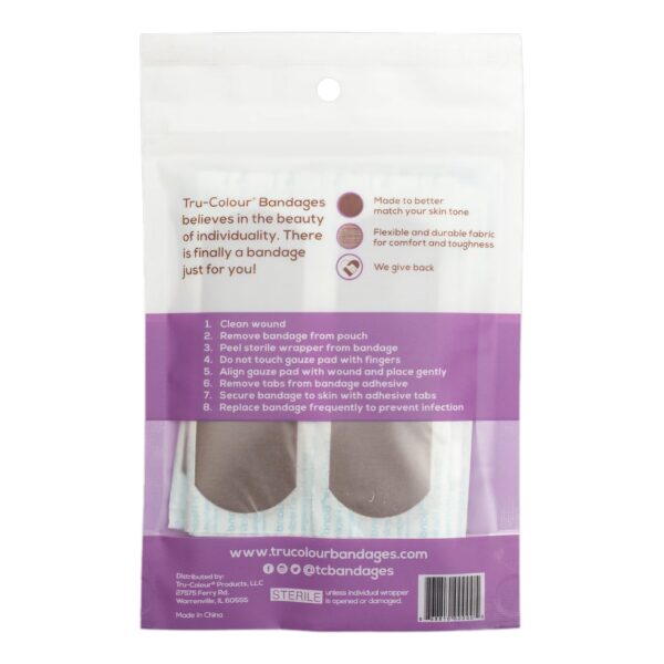 TruColour? Dark Brown Adhesive Bandages - 1 x 3 Inch Waterproof Fabric Strips (Pack of 30) - Image 2