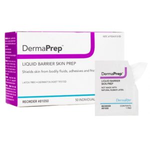 DermaPrep™ Skin Barrier Wipe - Waterproof Skin Protectant for Wound & Skin Care, 2 x 2.5 Inches, 60% Isopropyl Alcohol, 50 Wipes per Box