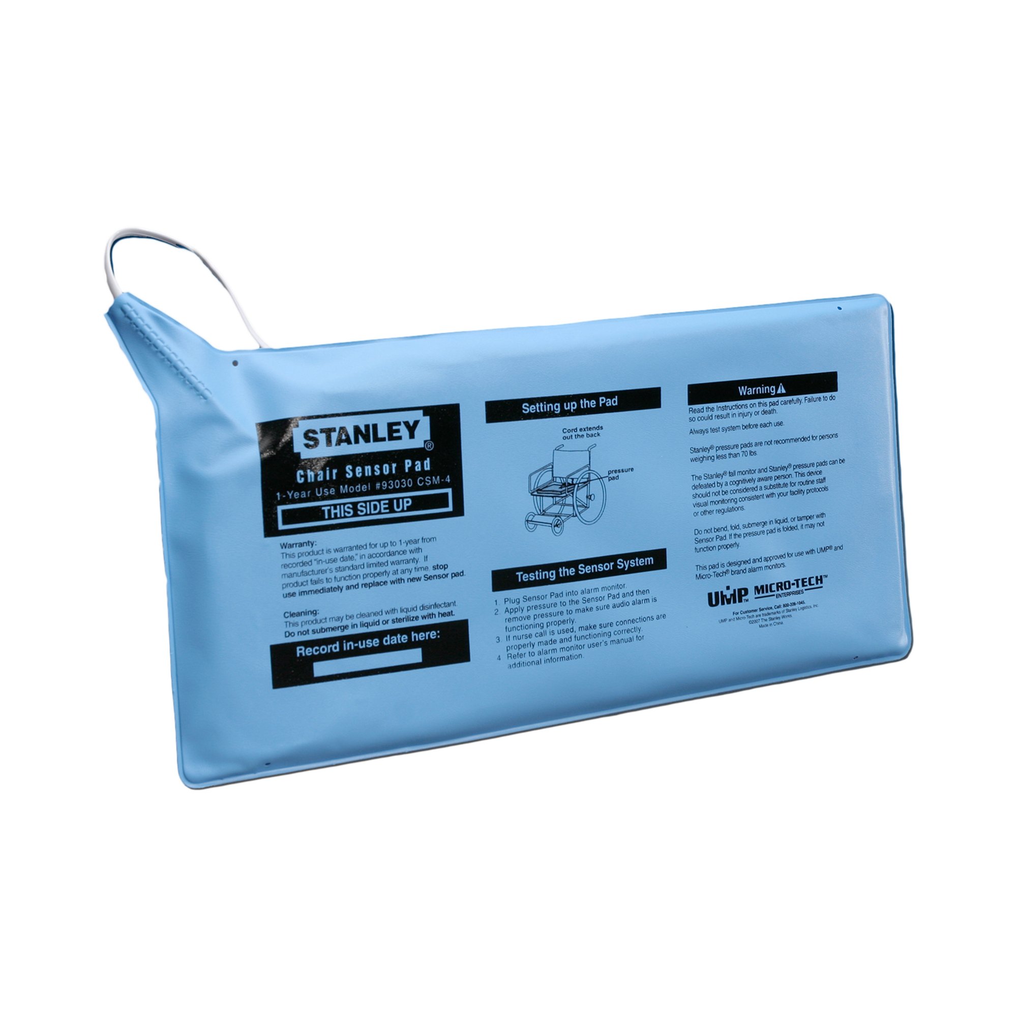 Stanley Standard Fall Management Chair Sensor Pad 7 x 15 Inches