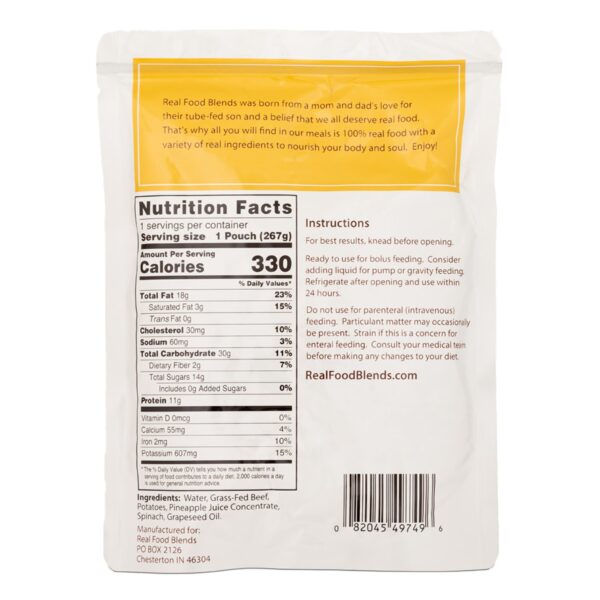 Real Food Blends* Beef, Potatoes & Spinach Puree Tube Feeding, 9.4 oz - Image 2