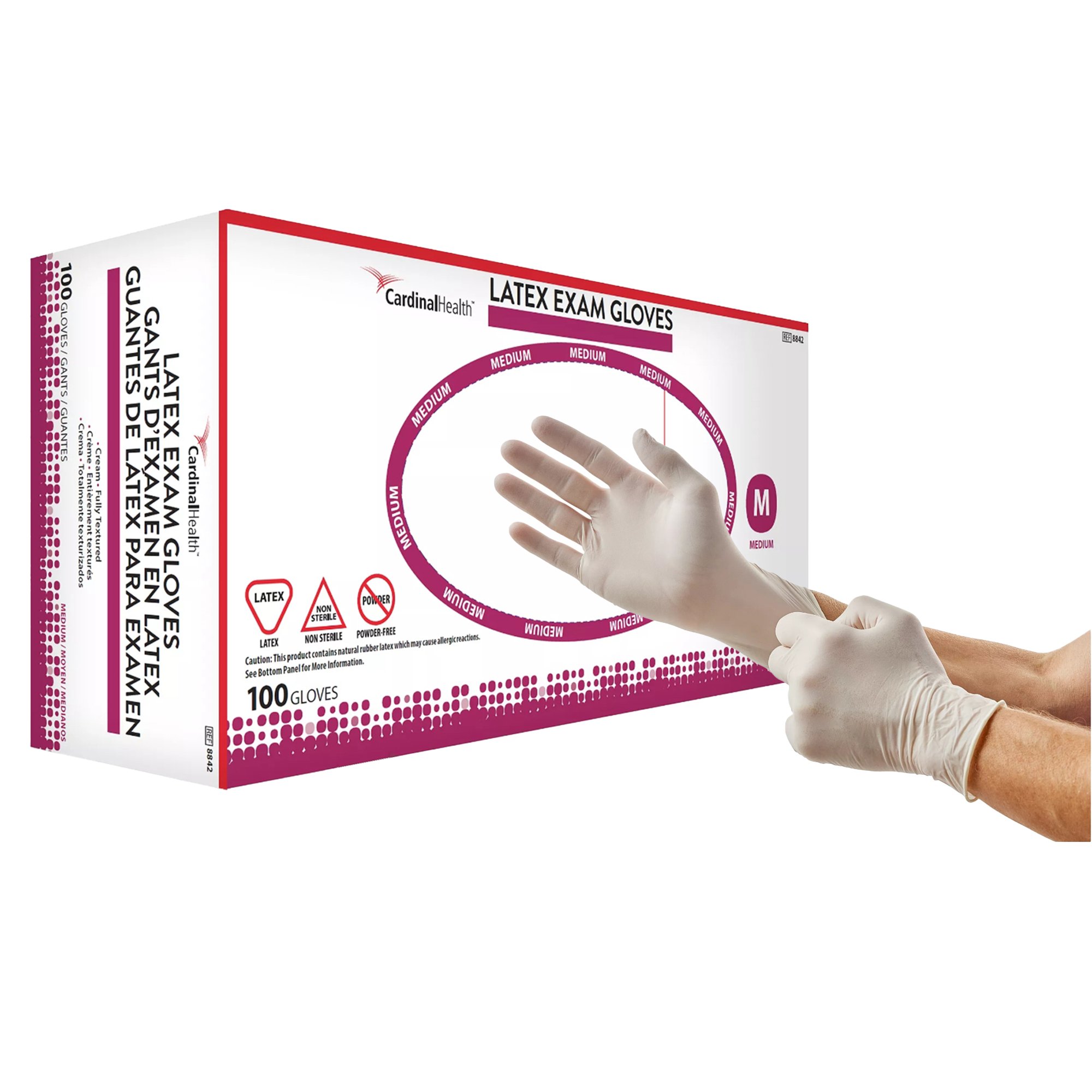 Positive Touch® Latex Exam Glove, Medium - Ivory, 9.3 Inches, Fully Textured, Beaded Cuff