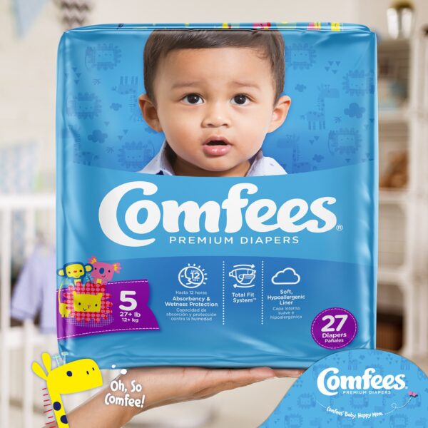 Comfees Size 5 Baby Diapers with Total Fit System and Refastenable Tabs - Image 5