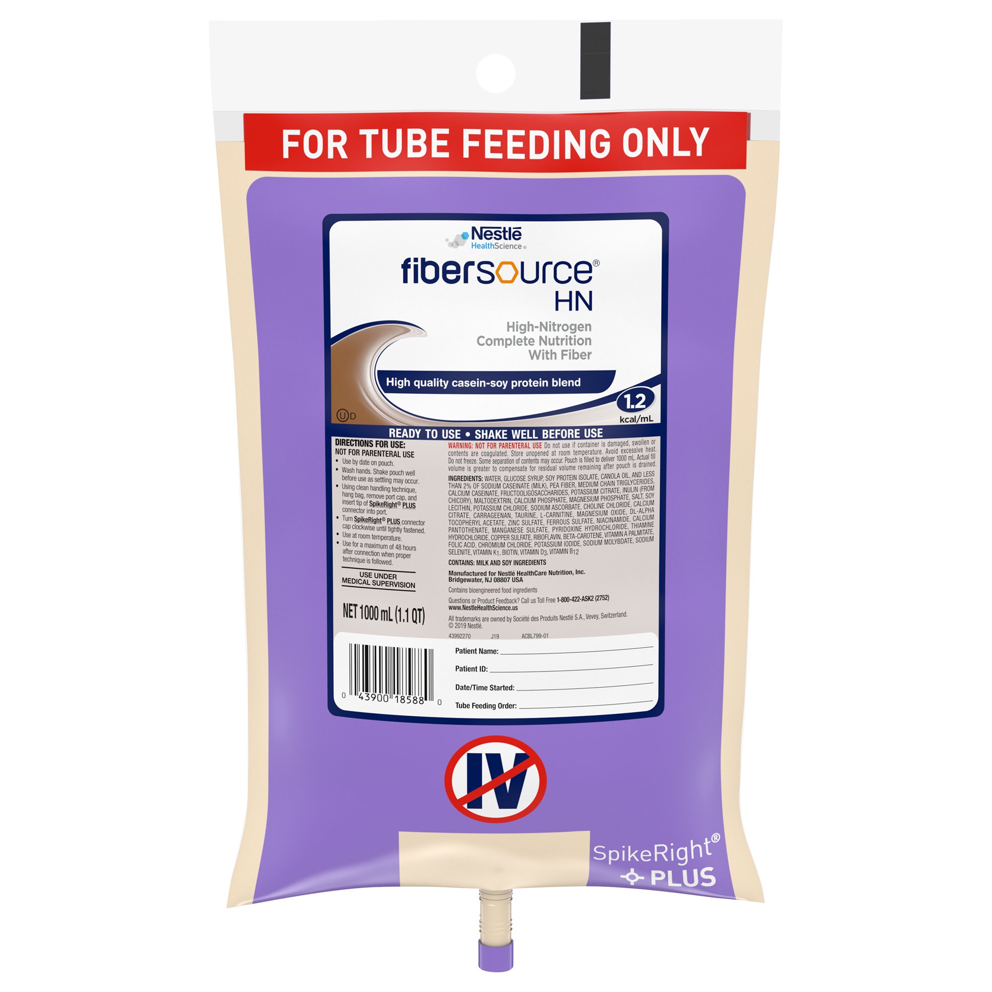 Fibersource? HN Tube Feeding Formula - 33.8 oz. Ready-to-Hang Bag by Nestle