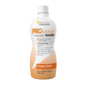 ProSource NoCarb Orange Creme Collagen & Whey Protein Formula - 32 oz Liquid Protein Supplement for Adults