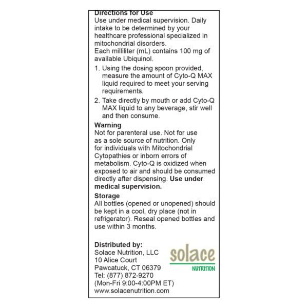 Cyto-Q* MAX Concentrated Ubiquinol Liquid Supplement - 170 mL Bottle - Image 4