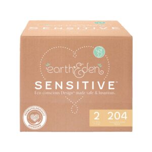 Earth & Eden Sensitive Baby Diapers Size 2 * Heavy Absorbency, 204 Count