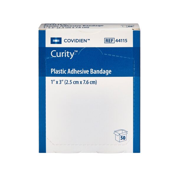 Curity* Tan Adhesive Bandage Strip, 1 x 3 Inch - Sterile, Breathable Plastic Wound Cover - Image 2