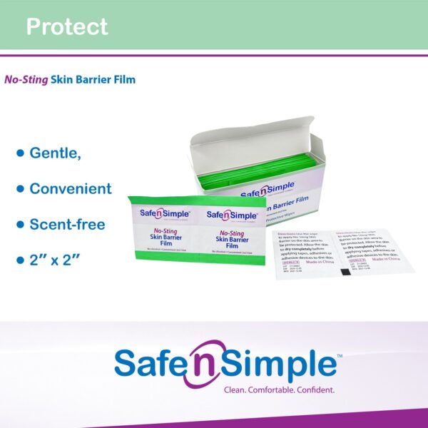 Safe N Simple™ No-Sting Skin Barrier Wipe - 2x2 Inch Sterile Prep Pads for Skin Protection and Cleansing - Image 9