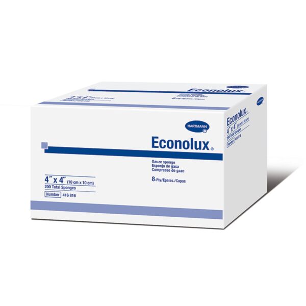 Econolux Gauze Sponge, 4 x 4 Inch, 8-Ply - NonSterile Cotton Wound Dressing - Image 2