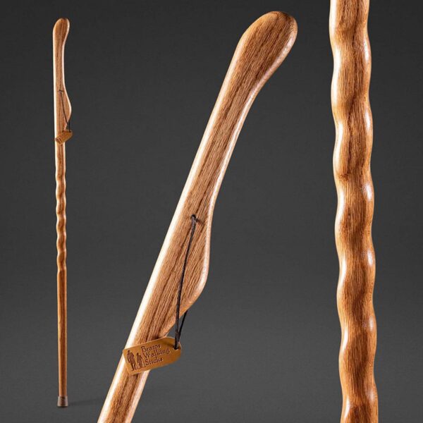 Brazos* Twisted Oak Hitchhiker Walking Stick - 55 Inch Handcrafted Cane with Rubber Tip in Tan - Image 5