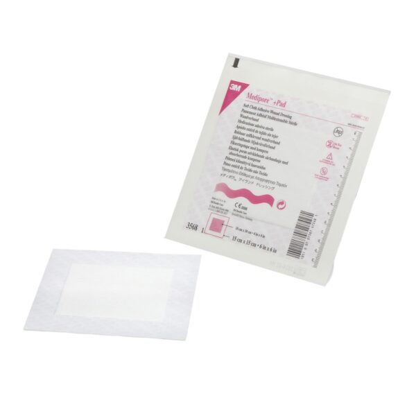 3M* Medipore* Adhesive Dressing, 6 x 6 Inch - Soft Cloth Wound Care Pad with Nonadherent Absorbent Pad - Image 2