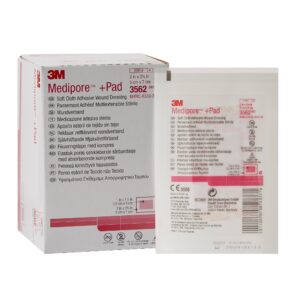 3M Medipore Sterile Adhesive Dressing, 2 x 2-3/4 Inch, Soft Cloth Material with Absorbent Pad