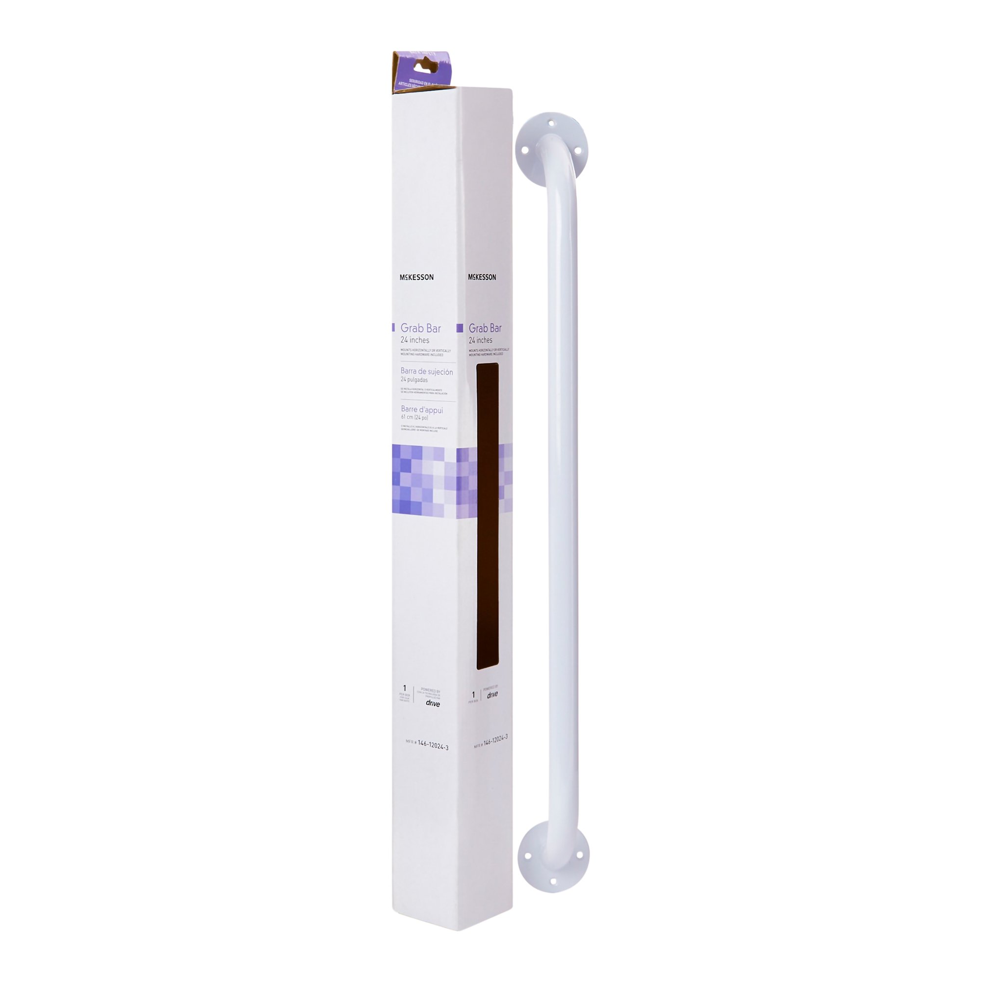 McKesson Wall Grab Bar, White Steel, 24-Inch Length – Safe Support Handrail for Bathroom and Accessibility Spaces