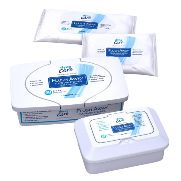 Dynarex Flush Away Adult Personal Wipes with Aloe and Lanolin – 9x13 Inch, 60 Count - Image 3
