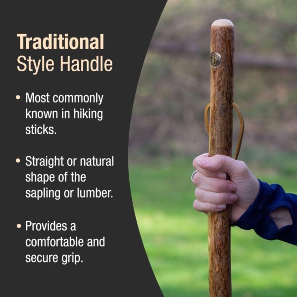 Brazos* Assorted Hardwood Rustic Walking Stick - 41 Inch American Hardwood Cane with Leather Loop and Rubber Ferrule - Image 6