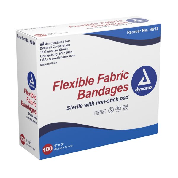 Dynarex Tan Adhesive Fabric Bandage, 1 x 3 Inches * Sterile, Breathable, Absorbent Wound Care Strip - Image 3