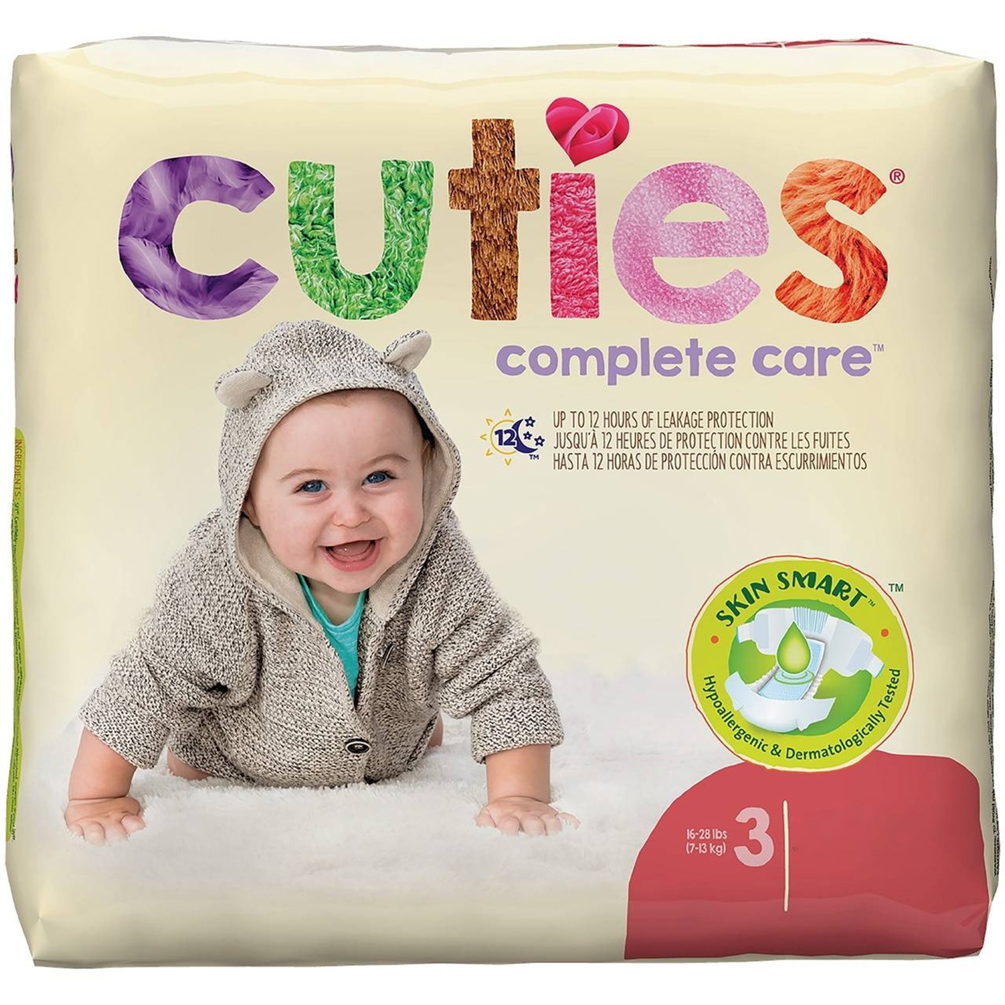 Cuties Complete Care Size 3 Baby Diapers * Heavy Absorbency, Refastenable Tabs, Kid Design (25 Pack)