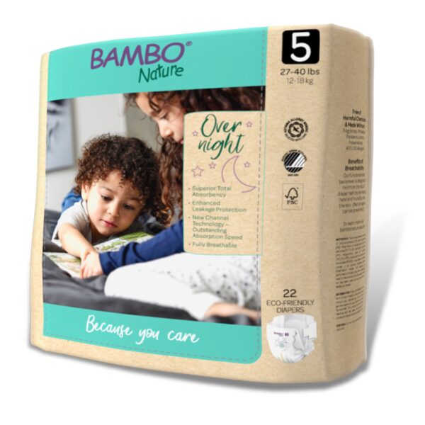 Bambo? Nature Overnight Diapers Size 5 * Heavy Absorbency Baby Diaper with Refastenable Tabs - Image 3