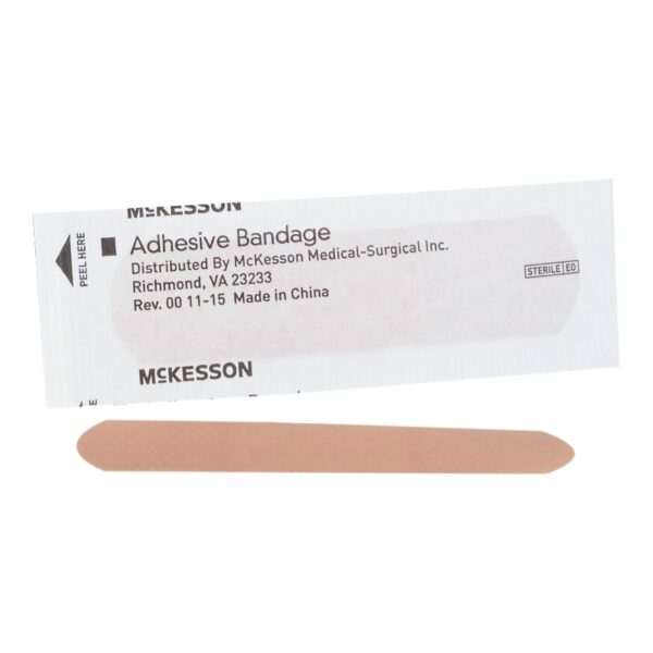 McKesson Adhesive Bandage with Plastic Patch, 3/4 x 3 Inches, Sterile, Tan - Image 2