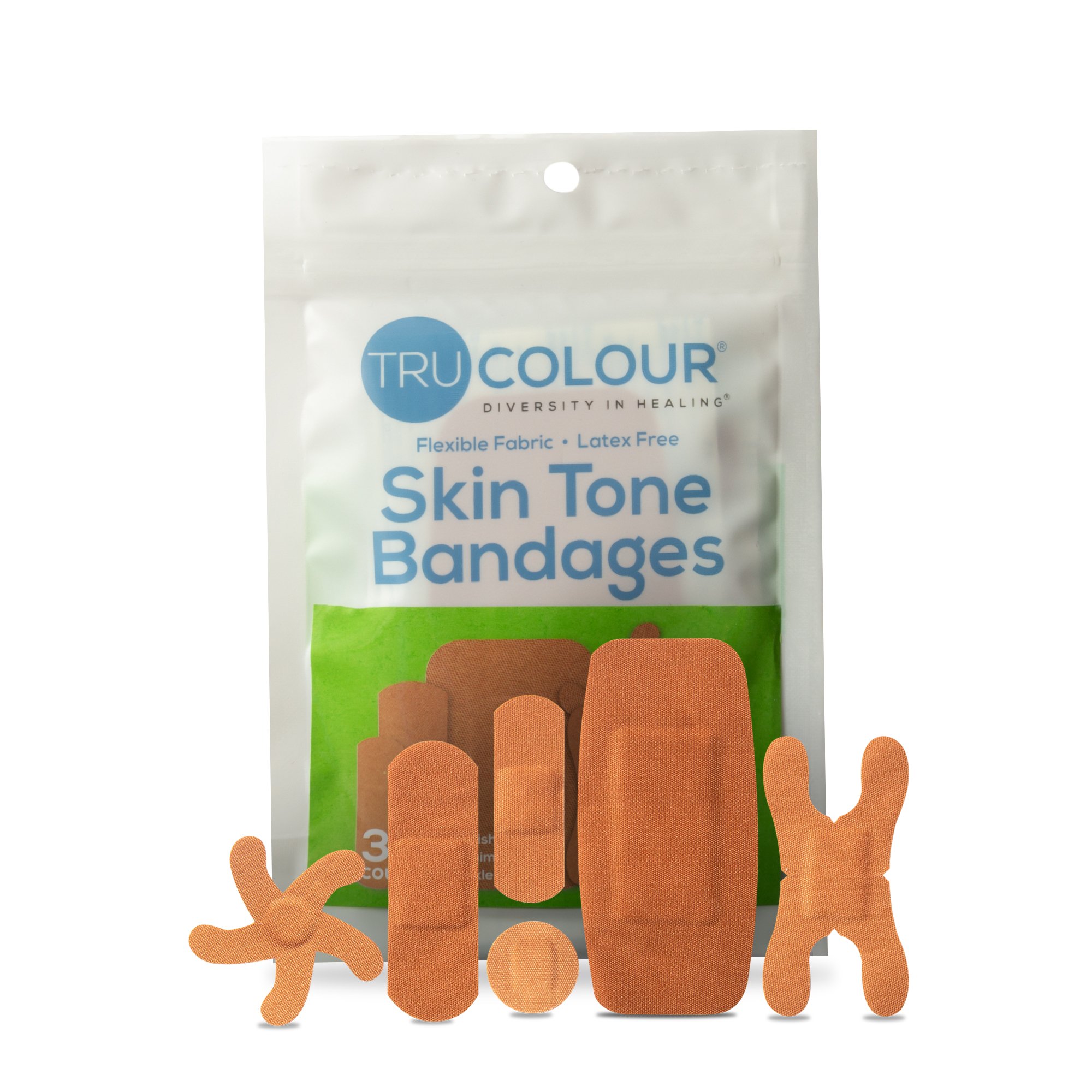 Tru-Colour Olive Adhesive Bandages - Waterproof Assorted Shapes and Sizes