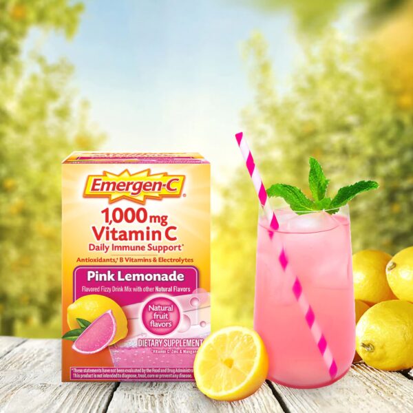 Emergen-C Vitamin C Daily Immune Support Drink Mix, Pink Lemonade Flavor - 30 Packets - Image 2