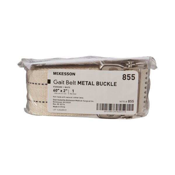 McKesson White Gait Belt with Metal Buckle - 60 Inch for Patient Mobility and Handling - Image 3