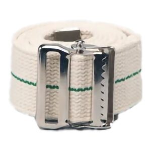 Posey® Gait Belt with Metal Drop Jaw Buckle, 66 Inch Cotton Strap, White/Green Stripe