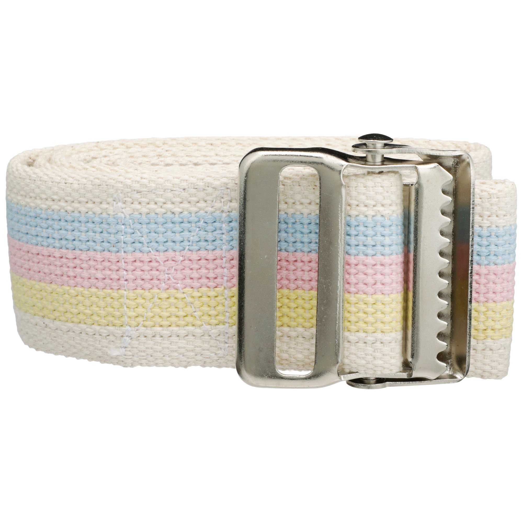 McKesson Pastel Stripe Gait Belt, 60 Inch - Heavy Duty Transfer Belt with Metal Buckle