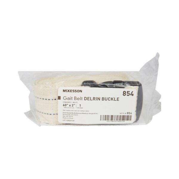 McKesson White Gait Belt, 60 Inch – Durable Polyester Transfer Belt with Delrin Buckle for Mobility Assistance - Image 2