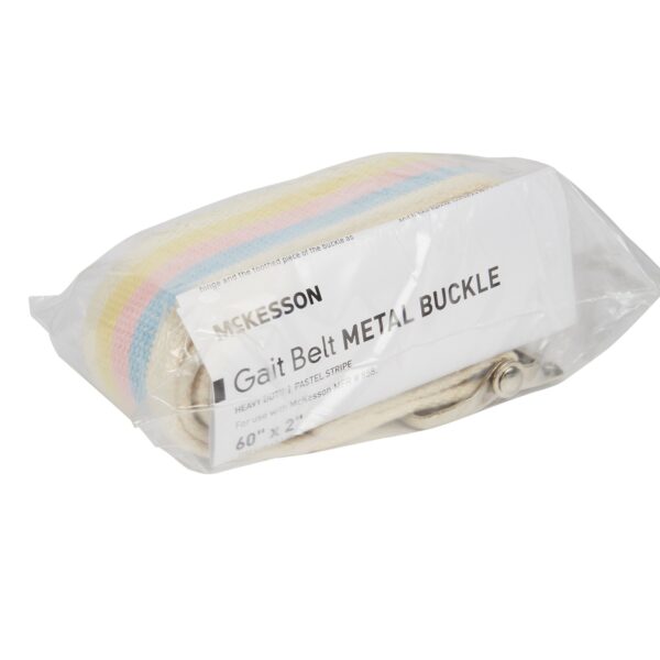 McKesson Pastel Stripe Gait Belt, 60 Inch - Heavy Duty Transfer Belt with Metal Buckle - Image 3