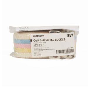 McKesson Pastel Stripe Gait Belt, 60 Inch – Durable Polyester Transfer Belt with Metal Buckle