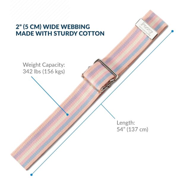 Posey® Gait Belt with Nickel Buckle - 54 Inch Pastel Striped Cotton Transfer Belt - Image 4