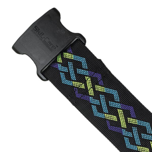 SkiL-Care™ Nylon Gait Belt with Delrin Buckle, Geo-Pattern C - 60 Inch, Blue and Gray Design - Image 2
