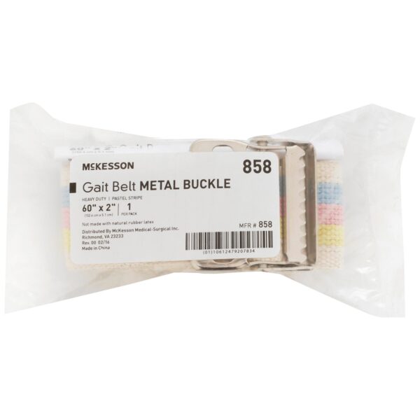 McKesson Pastel Stripe Gait Belt, 60 Inch - Heavy Duty Transfer Belt with Metal Buckle - Image 2