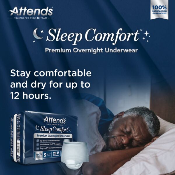 Attends Sleep Comfort Premium Overnight Incontinence Underwear Small, 20-34 Inch Waist/Hip - Image 9