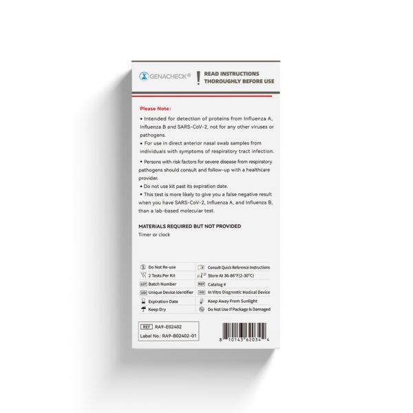 GenaCheck COVID-19 and Flu A & B Rapid Self-Test Kit (Part No. RA9-E02402) - Image 8