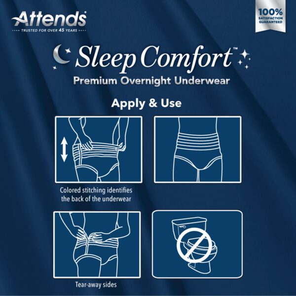 Attends Sleep Comfort Premium Overnight Incontinence Underwear Small, 20-34 Inch Waist/Hip - Image 6