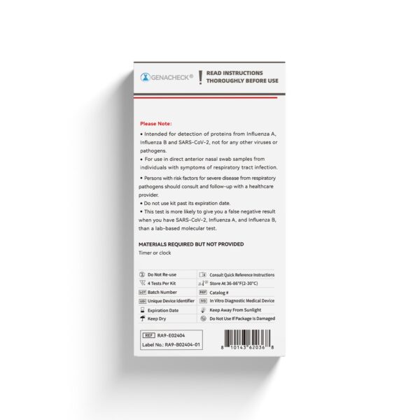 GenaCheck® COVID-19 / Flu A & B Rapid Self-Test Kit - Dual Detection, Includes 4 Tests - Image 7
