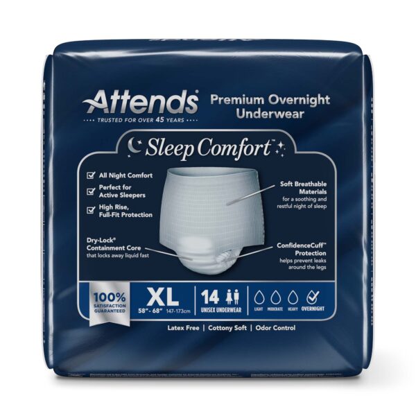 Attends Sleep Comfort Premium Overnight Incontinence Underwear Extra Large (58-68 Inch Waist/Hip) - Image 4
