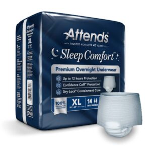 Attends Sleep Comfort Premium Overnight Incontinence Underwear, Extra Large (58-68 inches) - Dependable Heavy Absorption for Adults