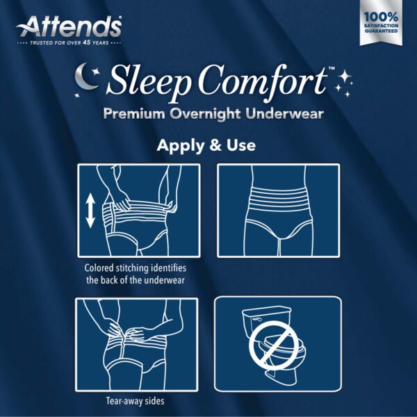 Attends Sleep Comfort Premium Overnight Incontinence Underwear Extra Large (58-68 Inch Waist/Hip) - Image 6