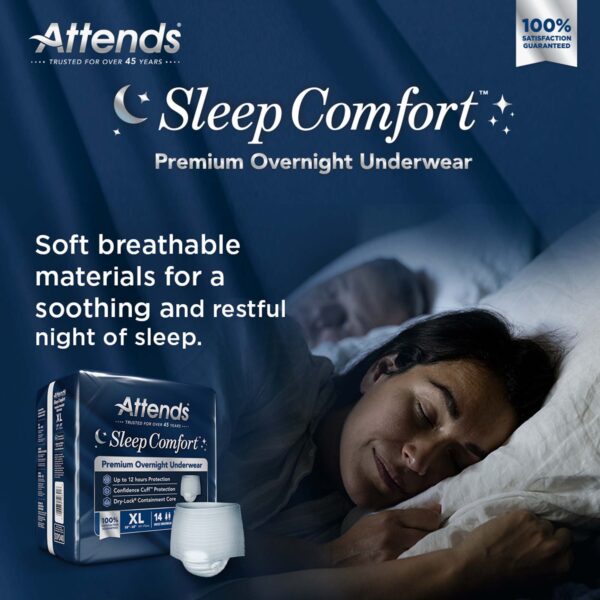 Attends Sleep Comfort Premium Overnight Incontinence Underwear Extra Large (58-68 Inch Waist/Hip) - Image 8