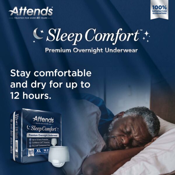 Attends Sleep Comfort Premium Overnight Incontinence Underwear Extra Large (58-68 Inch Waist/Hip) - Image 9